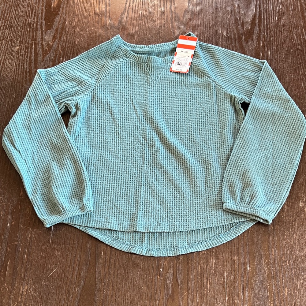 Cat & Jack Teal Long Sleeve Waffle Knit Shirt